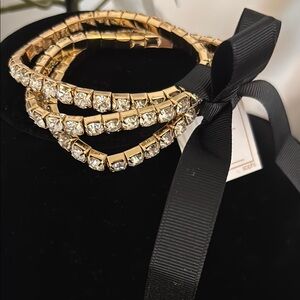 Elegant Gold and Silver Crystal Bracelet Set